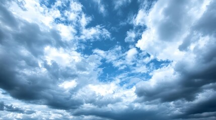 Fototapeta premium Dramatic Cloudy Sky Transitioning from Stormy Clouds to a Bright Blue Sky : Generative AI