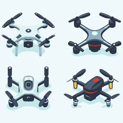 Set vector drone illustration isolated
