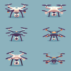 Set vector drone illustration isolated
