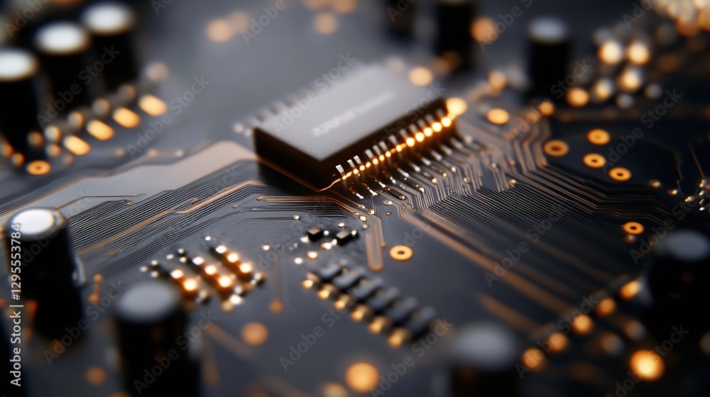 Leinwandbilder close up view of a circuit board showing electronic components and wiring : generative ai
