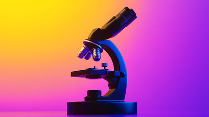 Microscope on Gradient Purple and Yellow Background