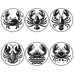 Set logo of Crab and Lobster for seafood restaurant logo badge