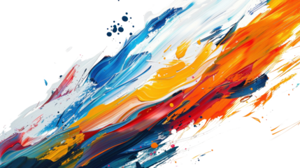 Colorful oil painting brush strokes on transparent background