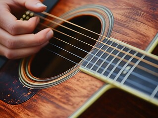 Obraz premium Close-up acoustic guitar player