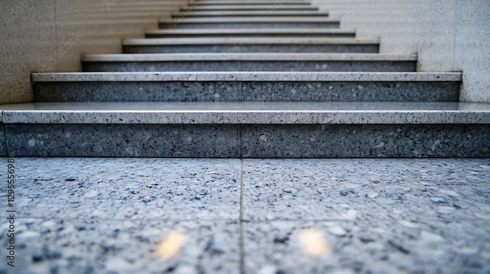 Poster closeup view of polished stone stairs highlighting textures and patterns in a modern hallway : gener
