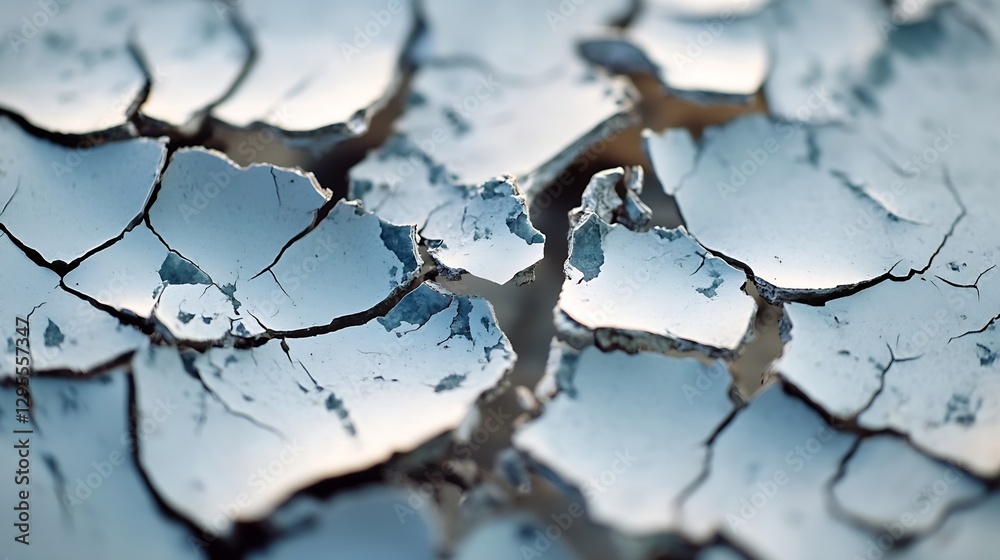 Poster abstract texture of cracked paint on metallic surface in backlight : generative ai