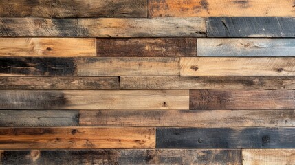Rustic wooden planks create a textured background with warm and cool tones showcasing natural grain and weathered charm in a horizontal pattern