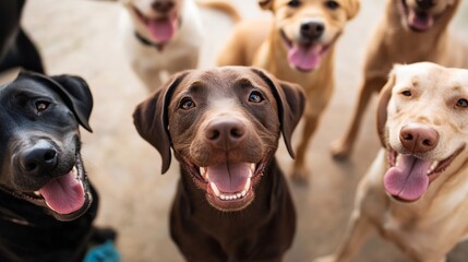Happy Dogs Together Smiling at the Camera Capturing Pure Joy and Friendship : Generative AI
