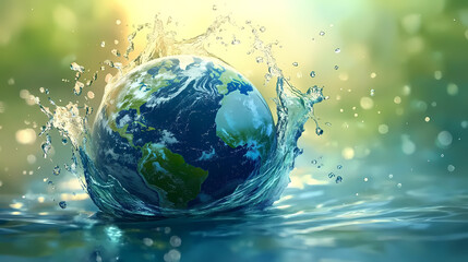Earth Rotating on Water Surface