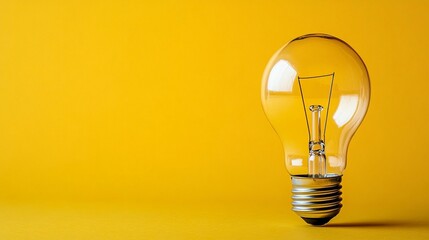 Clear lightbulb on yellow background.