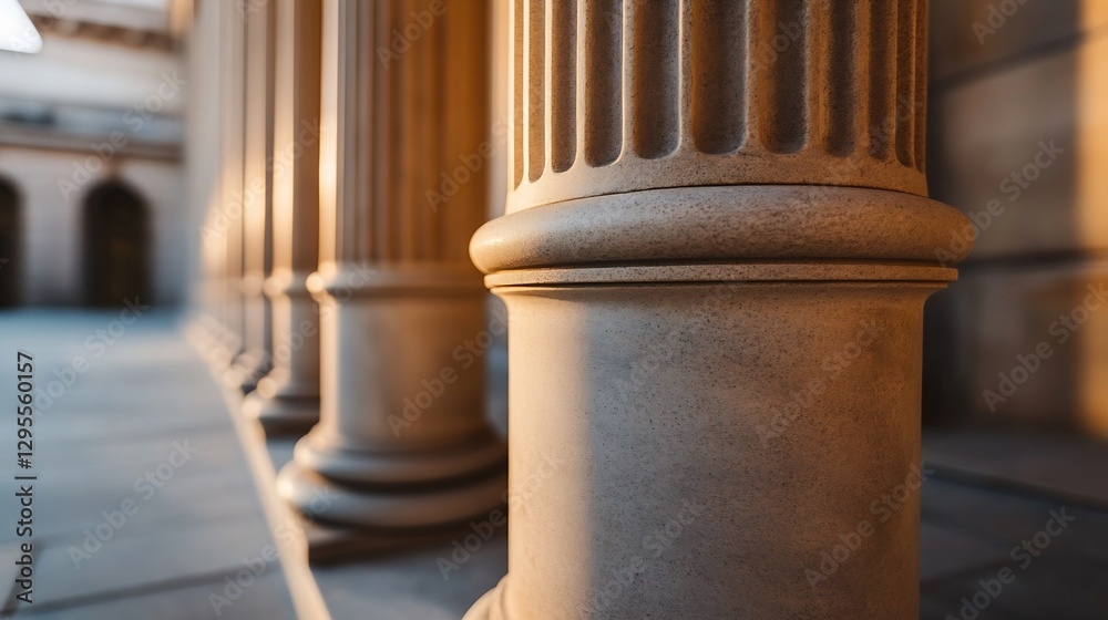 Poster closeup view of historic stone columns showcasing architectural details in a grand building : genera