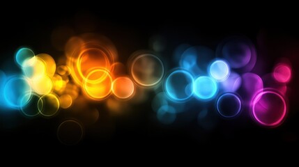 Naklejka premium Abstract Colorful Glowing Circles Dark Background