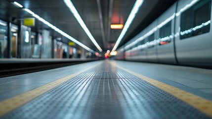 Obraz premium Modern Train Station with Clean Aesthetic and Future Ready Design : Generative AI