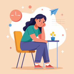 a girl is thinking vector	
