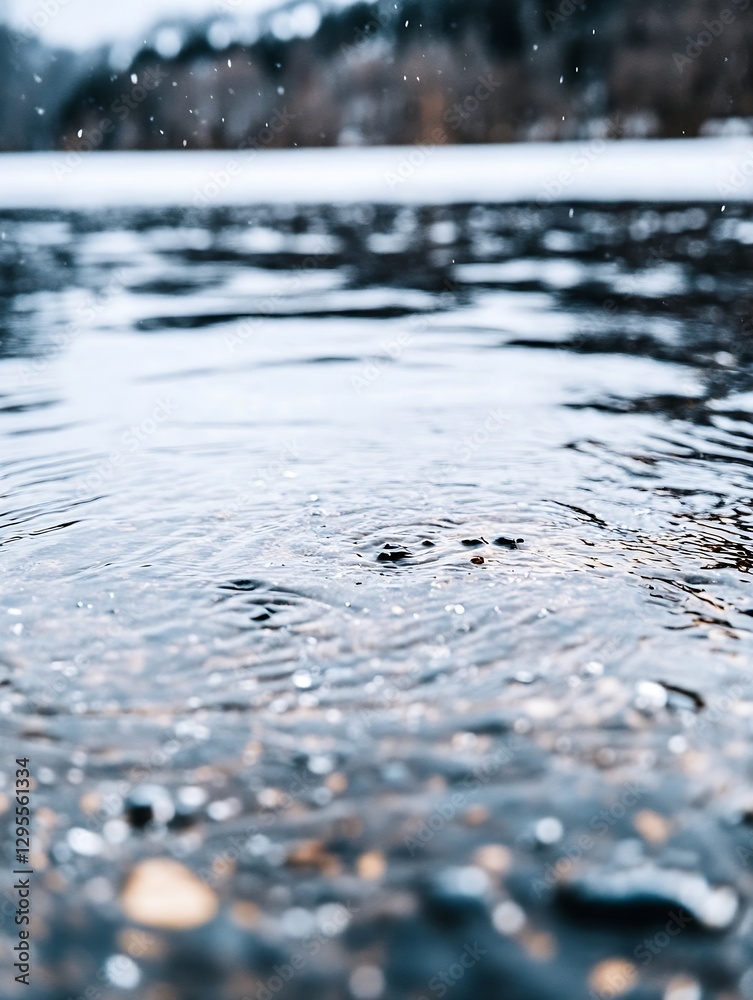 Fototapete rippling water surface captures falling droplets creating a mesmerizing effect in a serene environme