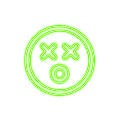 Icon dizzy from the flow of energy of green color. Shimmering neon