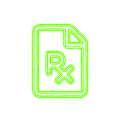 Icon file prescription from the flow of energy of green color. Shimmering neon