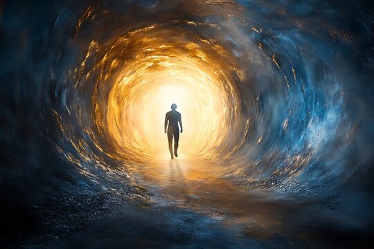 Soul's Journey Through Cosmic Tunnel
