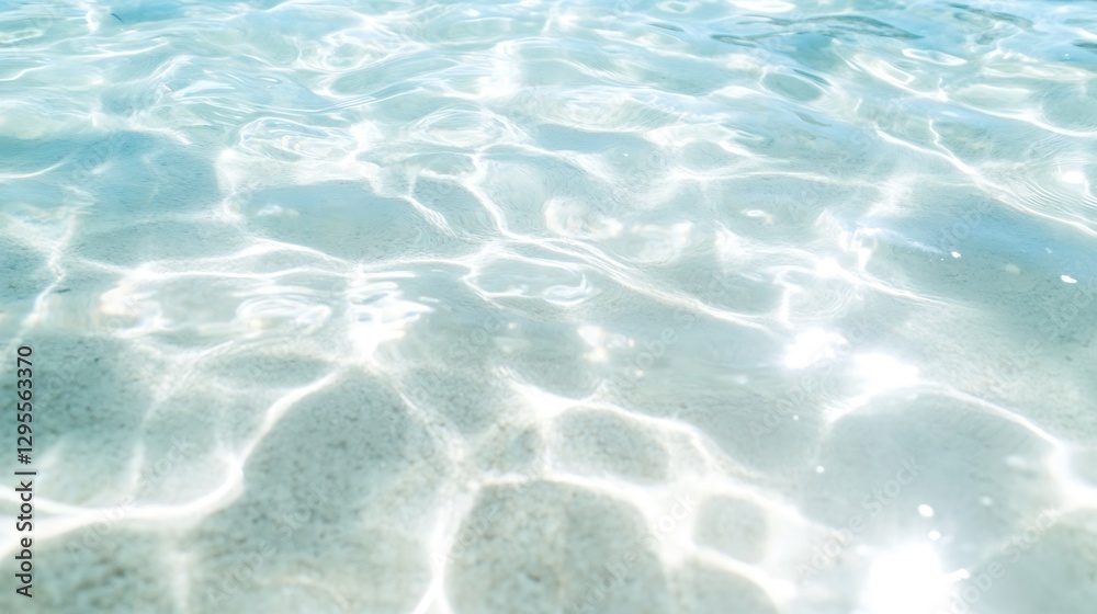 Poster crystal clear turquoise water with mesmerizing light reflections dancing on sandy bottom : generativ