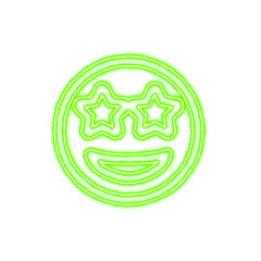 Icon grin stars from the flow of energy of green color. Shimmering neon