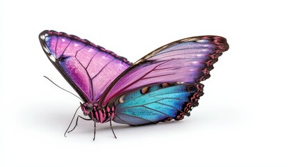A Beautiful Butterfly Displays Exquisite Wing Patterns on White Background