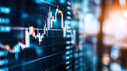 Intricate digital graph displaying upward trends and financial growth on a modern stock analysis screen in focus : Generative AI
