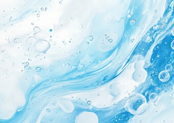 Light Blue Liquid Abstract with Bubbles