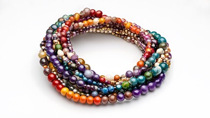 Obraz premium A handcrafted beaded necklace with colorful semi-precious stones, isolated on a neutral backdrop