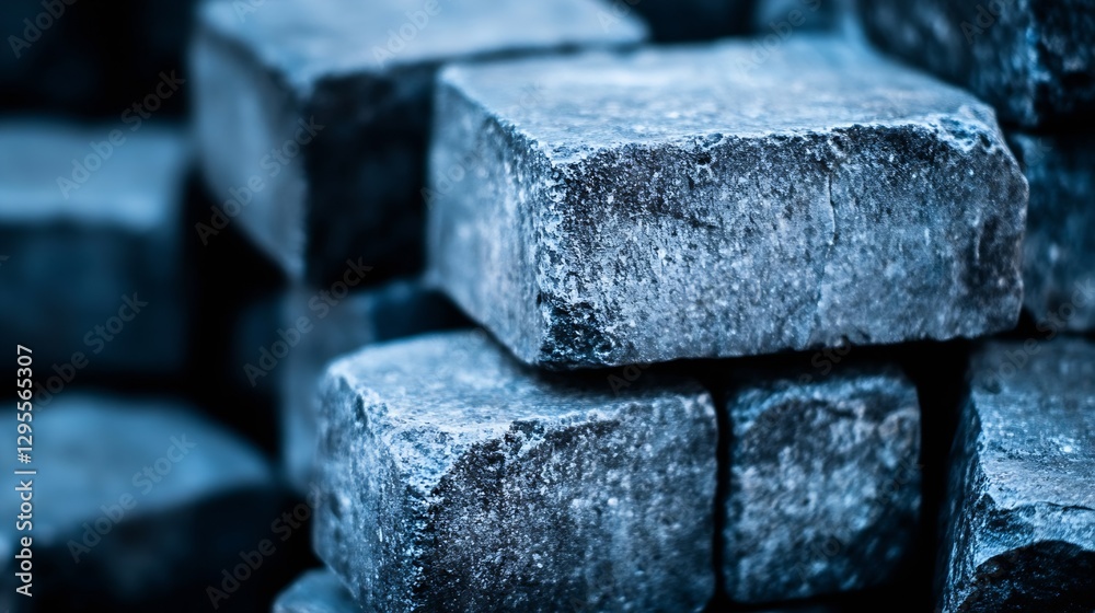 Poster stacks of blue gray cubes creating an industrial and textured background : generative ai