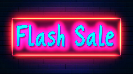 Obraz premium Neon Flash Sale Sign on Brick Wall