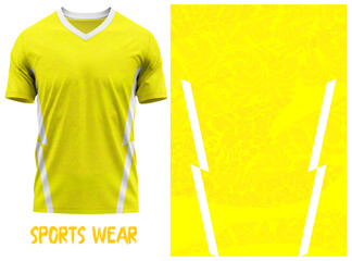 T-shirt V-neck  Short sleeve. With knit jersey fabric and rib neck texture ( 3d rendered )jersey design, jersey texture, sports wear, jersey design for Sublimation print