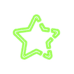 Icon star half from the flow of energy of green color. Shimmering neon