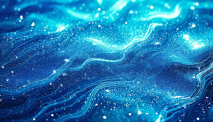 shimmering holographic surface, cyan fluid gradients, 3d light distortions.