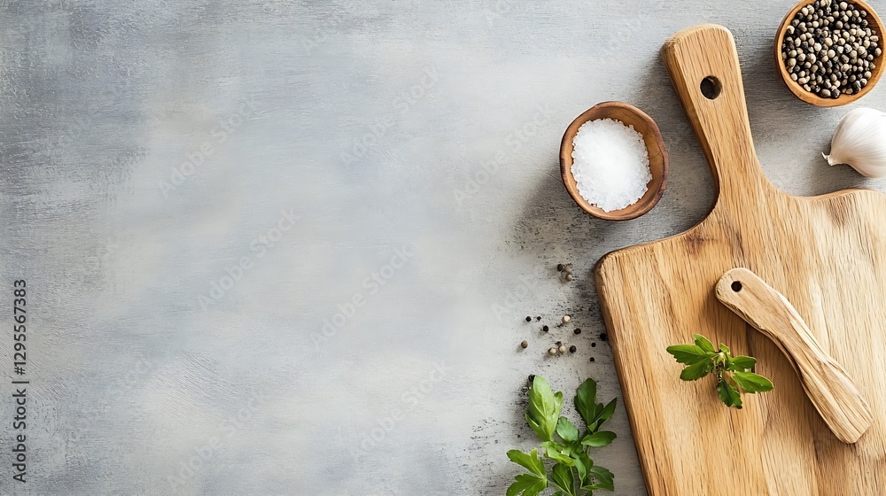 Aufkleber a beautiful assortment of fresh herbs and spices arranged on a rustic kitchen countertop : generativ