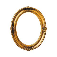 Oval Gold Frame: Antique Picture Frame isolated on transparent background