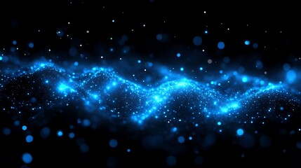 Obraz premium Abstract Blue Light Particle Wave Background with Sparkles Design