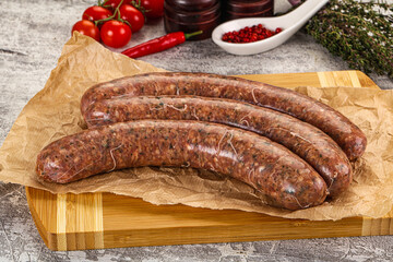 Raw beef and lamb sausages