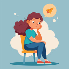 a girl is thinking vector	