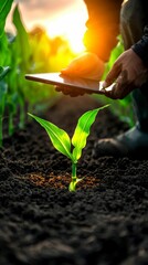 Modern Agriculture Utilizing Technology to Monitor Growth of Young Crop Plant in Field Environment