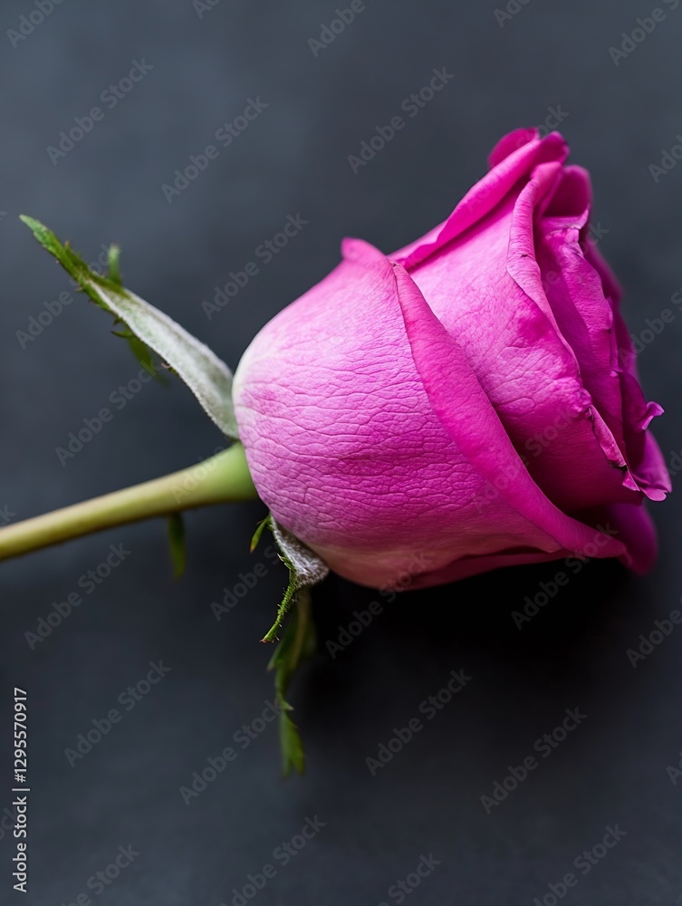 Poster a stunning closeup of a pink rose displaying intricate petals and vibrant color on a dark background