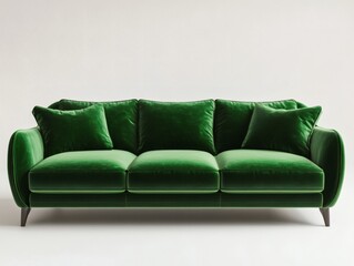 Fototapeta premium Stylish green velvet couch in a high-end interior 