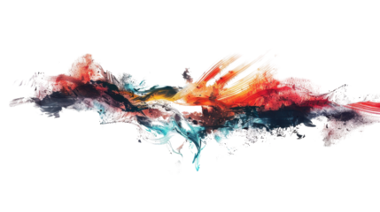 Colorful abstract smoke plume effect on transparent background