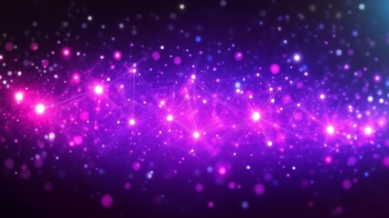 Obraz premium Abstract Purple Network Background with Connecting Luminous Dots