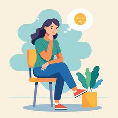 a girl is thinking vector	