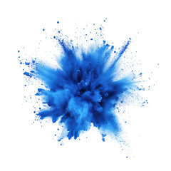 abstract blue pigment explosion, dynamic powder splash, smooth stylized digital art, transparent background, PNG