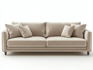 3D Render of a Beige Fabric Sofa in a Minimalist Living Room
