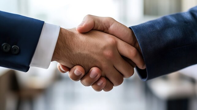 Business handshake symbolizing agreement and partnership in a modern office environment : Generative AI
