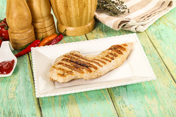 Grilled Turkey fillet breast served sauce
