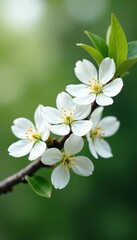 Fototapeta premium Delicate white blooms adorn macadamia tree branch, blossom, botanical