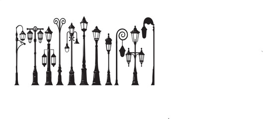Set of streetlight pole illustrations 